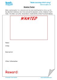 Worksheets for kids - wanted-poster